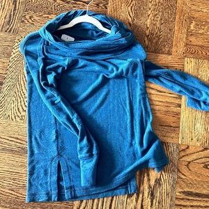 Lou & Grey Womens Cowl Neck Size X-Small Blue Teal Super Soft Sweater Long